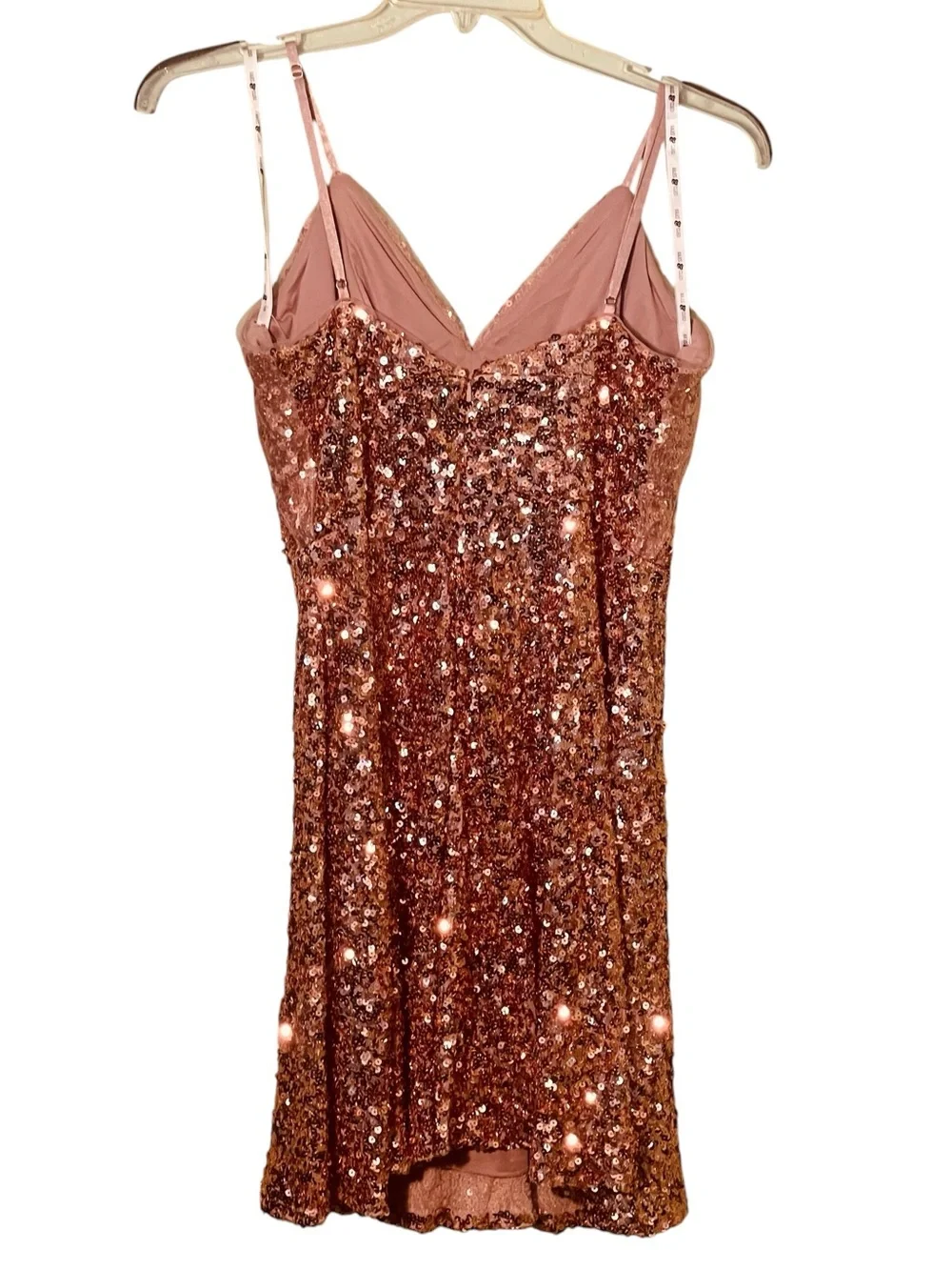 NWT-Jules & Cleo by David’s Bridal, Gold all sequined mini dress. Size 12 - Picture 3 of 12